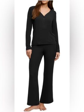 Banana Republic Black Long Sleeve Pajama Top and Pants Set Sz XL